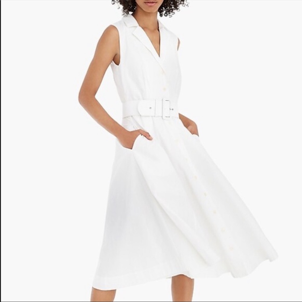 J Crew Sleeveless A-line white shirtdress
